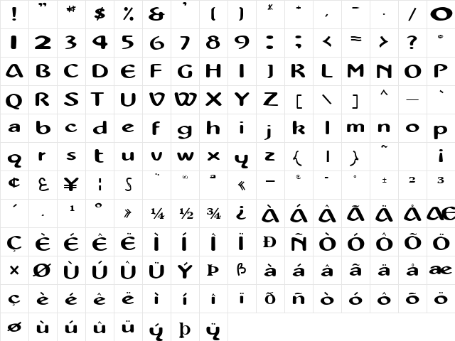Mor Regular  glyph index