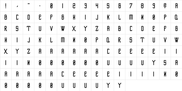 Flexus Bold  glyph index