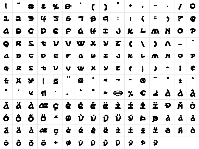 Ephesian CondBold CondBold  glyph index