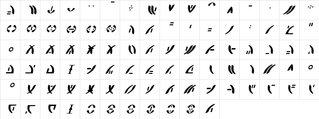 Zeta Reticuli Italic Italic  glyph index