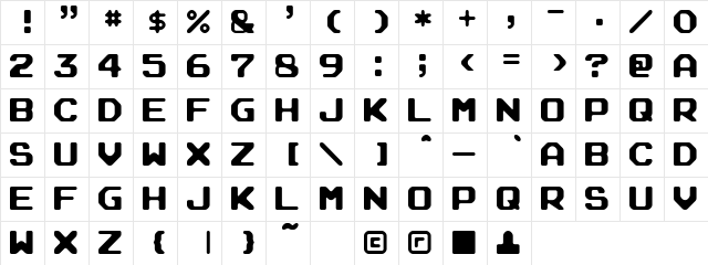 Arcade Rounded Regular  glyph index