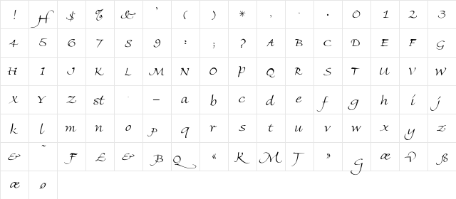 Florence-Light Regular  glyph index
