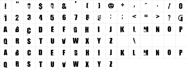 Uptown Regular  glyph index