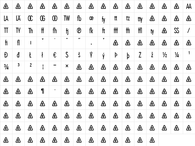 SuperGroteskC Regular  glyph index