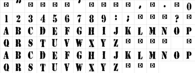 Joybuzzer Regular  glyph index