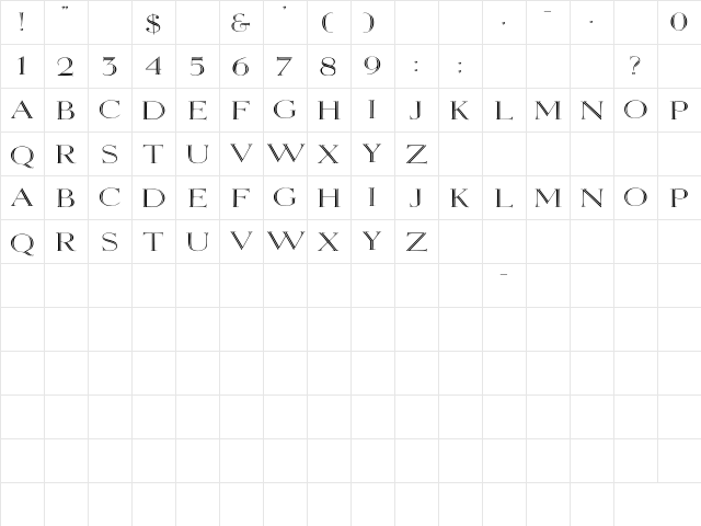 Elizabeth Wd Regular  glyph index