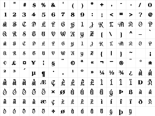 CollingswoodSCapsSSK Bold  glyph index