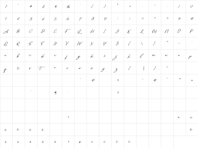 Big Lost Regular  glyph index