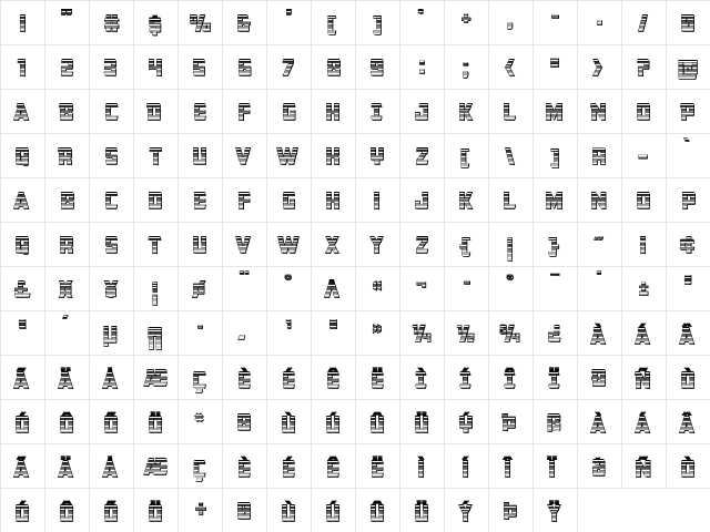 Buchanan Chrome Regular  glyph index