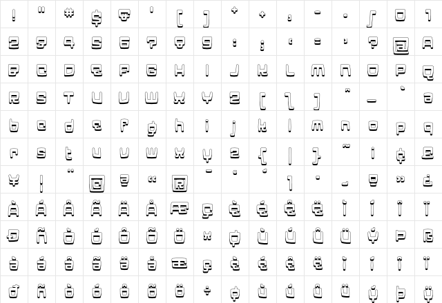 Elektron Regular  glyph index