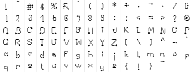 AC4-ShootingStar Regular  glyph index