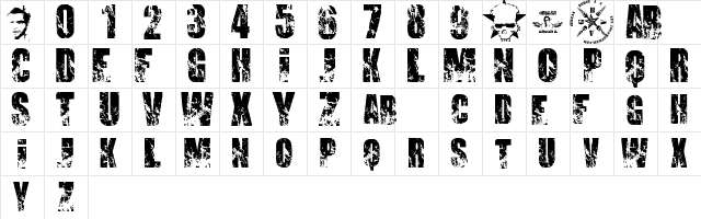 PROMISES BROKEN DREAM Regular  glyph index