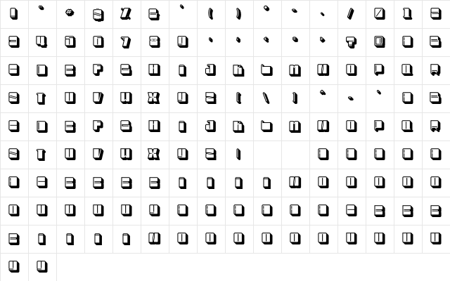 Bloxy Shadow Regular  glyph index