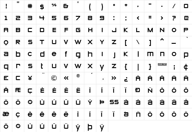 Zeroes One Regular  glyph index