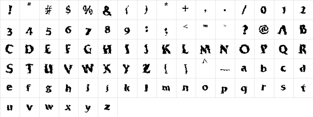 Scrumbled Medium  glyph index
