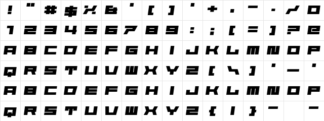 Starbirl Regular  glyph index