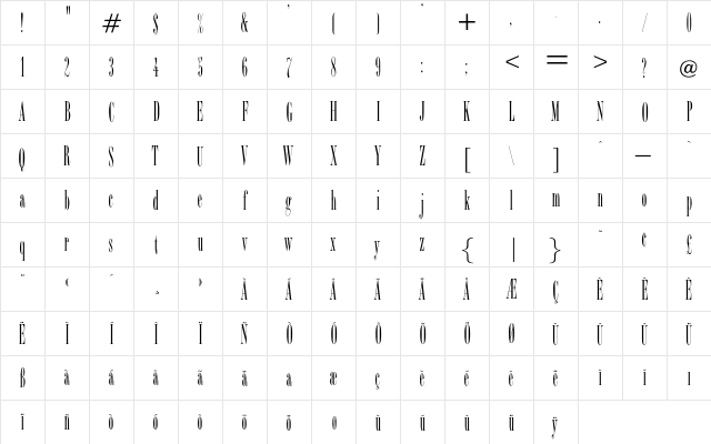 CutterRoman Regular  glyph index