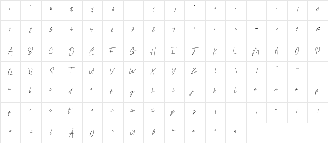 Emmaverp Regular  glyph index