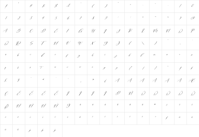 Streat line Regular  glyph index