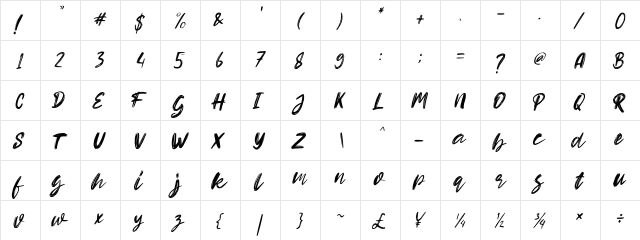Hello Dear Demo Italic  glyph index