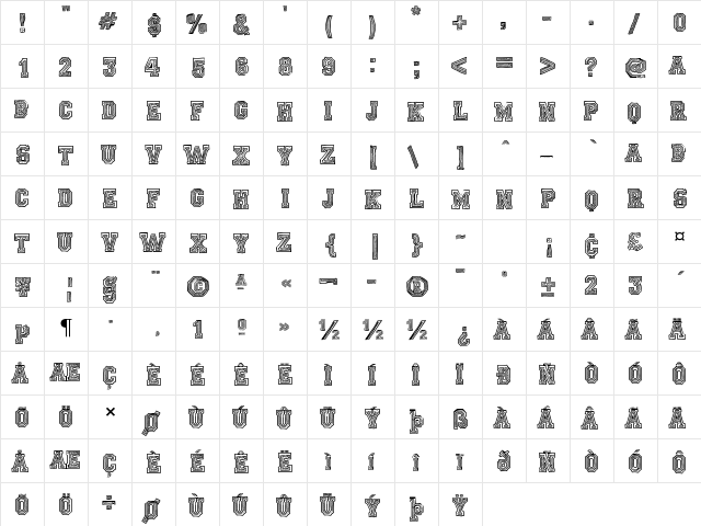 Ficticcia College Regular  glyph index