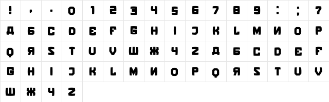 Kalinka Distorted Regular  glyph index