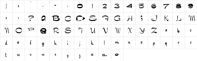 NewSymbolFont4 Regular  glyph index
