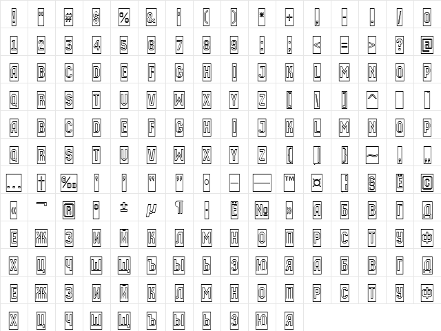 a_MachinaOrtoCmOtl Regular  glyph index