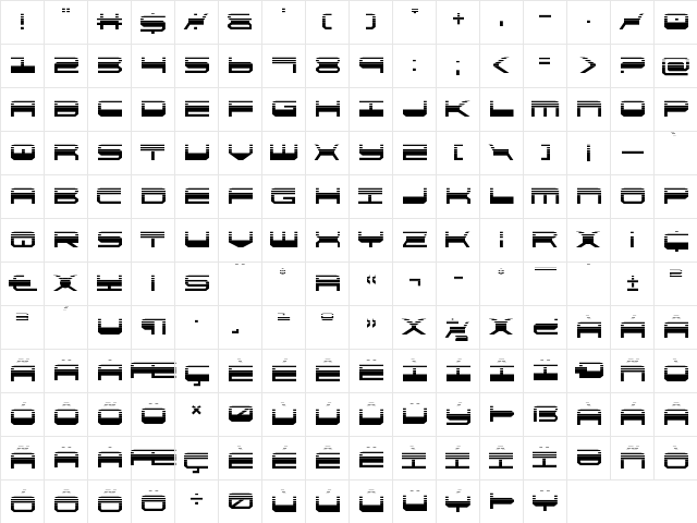 QuickGear Halftone Regular  glyph index