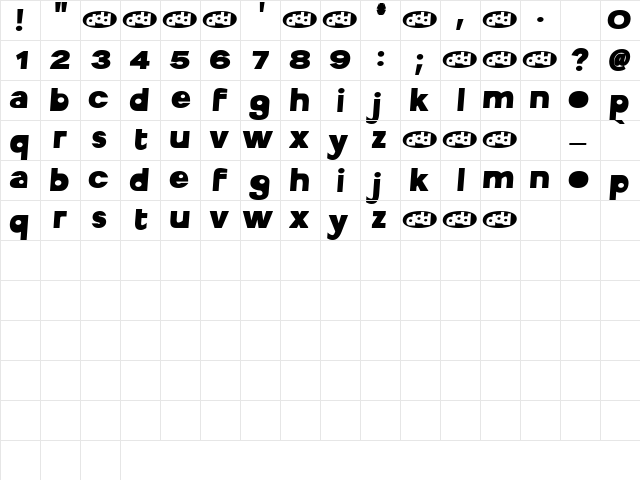 Alright Regular  glyph index