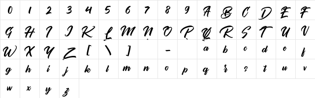 Bythemis Quertas Personal Use 1 Regular  glyph index