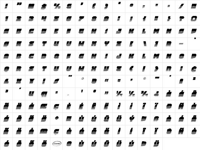 Turtle Mode Halftone Italic Italic  glyph index