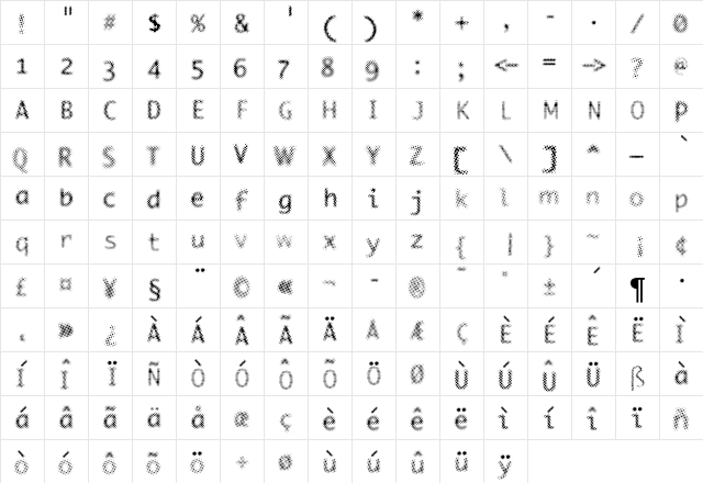 F2FMonakoStoned LT Std Regular  glyph index