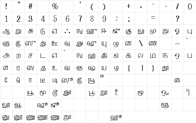 Shuffle 1 Medium  glyph index