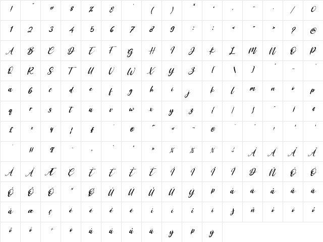 Antoinete Italic Regular  glyph index