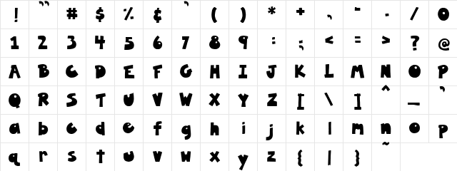 PC Cookie Filling Regular  glyph index