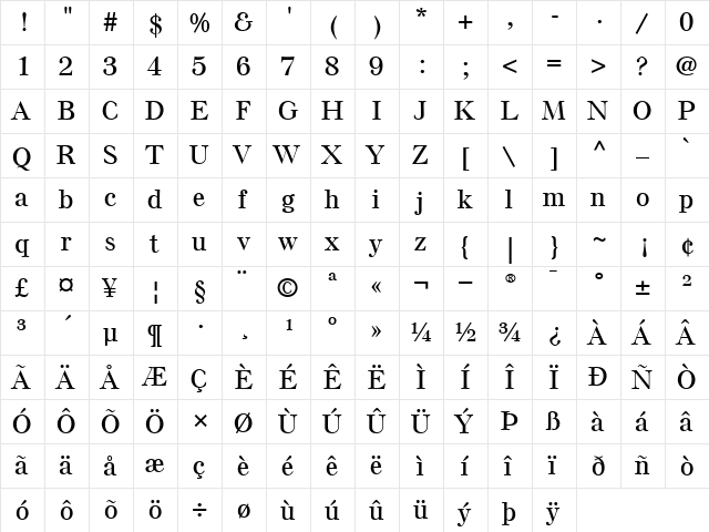 ElseNPLSemi Bold  glyph index