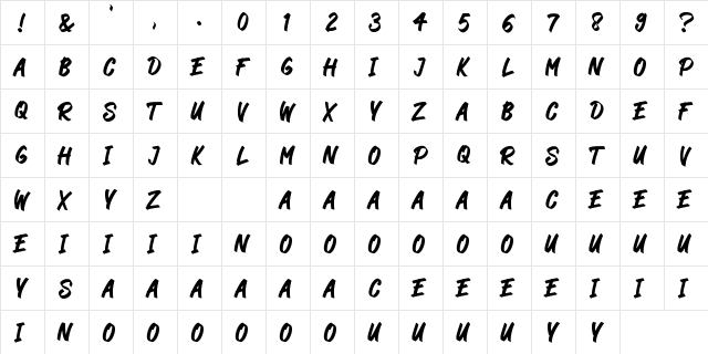 Wildest Force Regular  glyph index