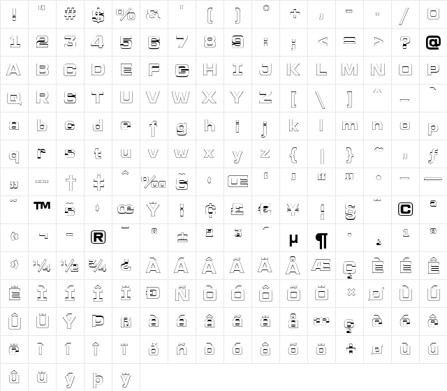 a_LineaSansOtl Bold  glyph index