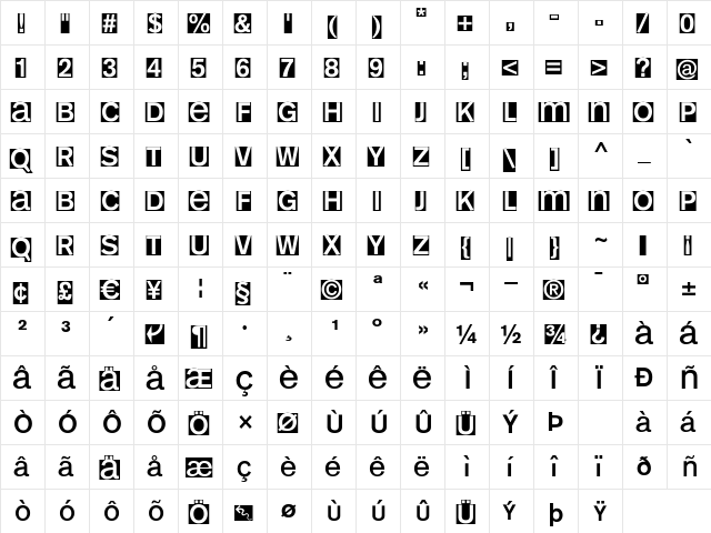 KL1 MonoSans Invers  glyph index