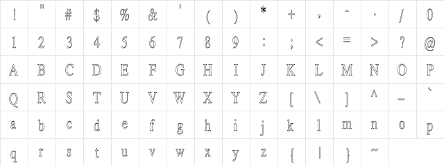 TempusHC Regular  glyph index