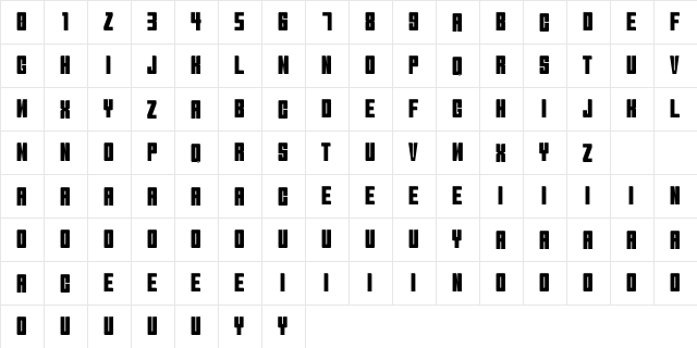 Brick Sans Bold  glyph index