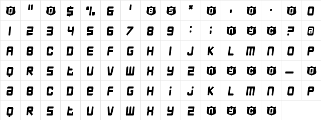 Rising Regular  glyph index