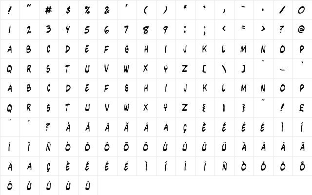Grimmy Regular  glyph index