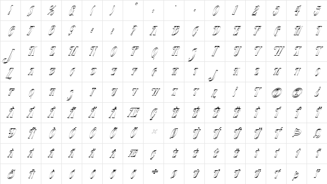FZ JAZZY 23 HOLLOW ITALIC Normal  glyph index
