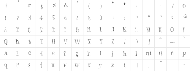 Bad King Regular  glyph index