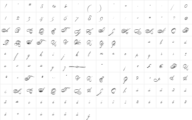 Penman Regular  glyph index