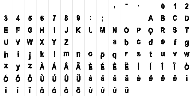 CF Nostalgia Regular  glyph index