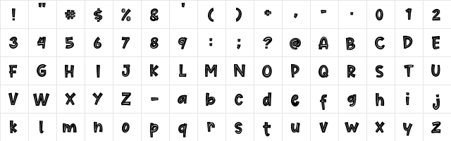 Cute Maple Regular  glyph index