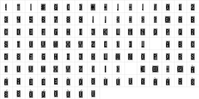 Versa Regular  glyph index